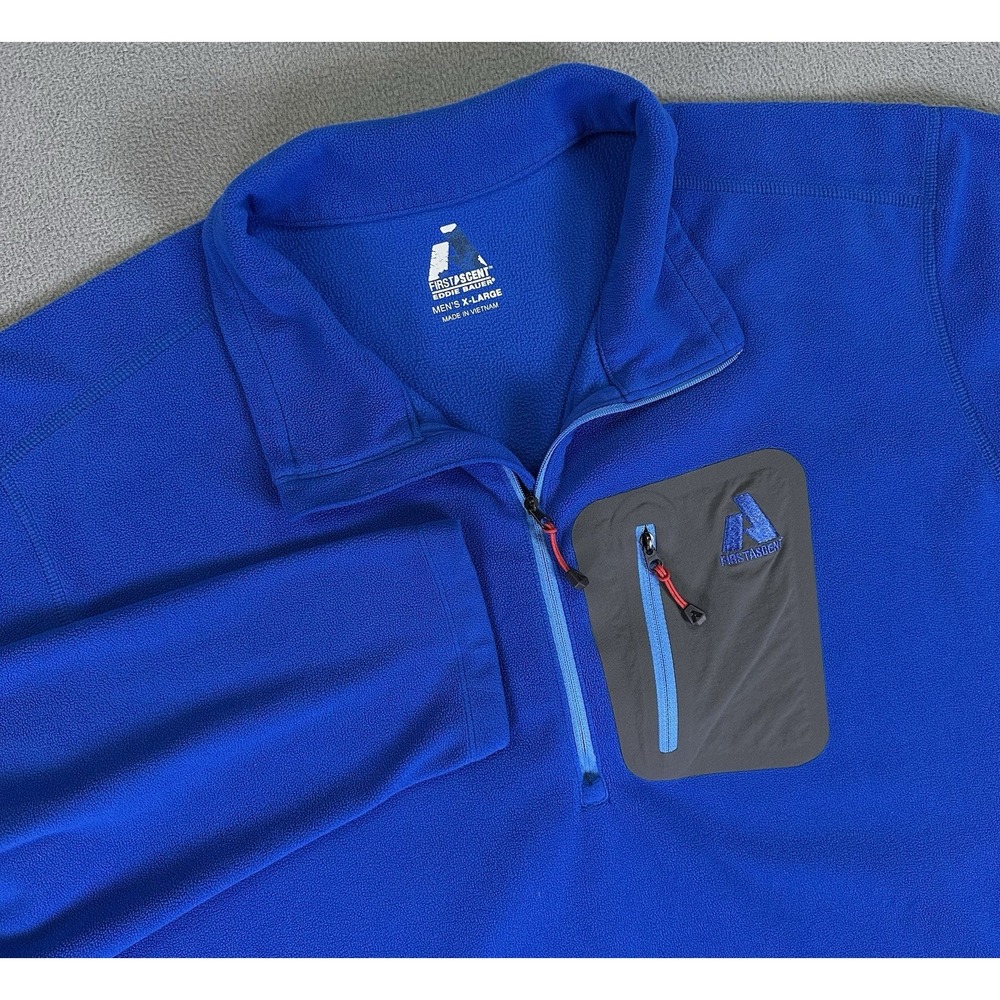 Eddie Bauer Quarter Zip Mens XL Blue First Ascent Fleece Sweater Outdoor Hiking
